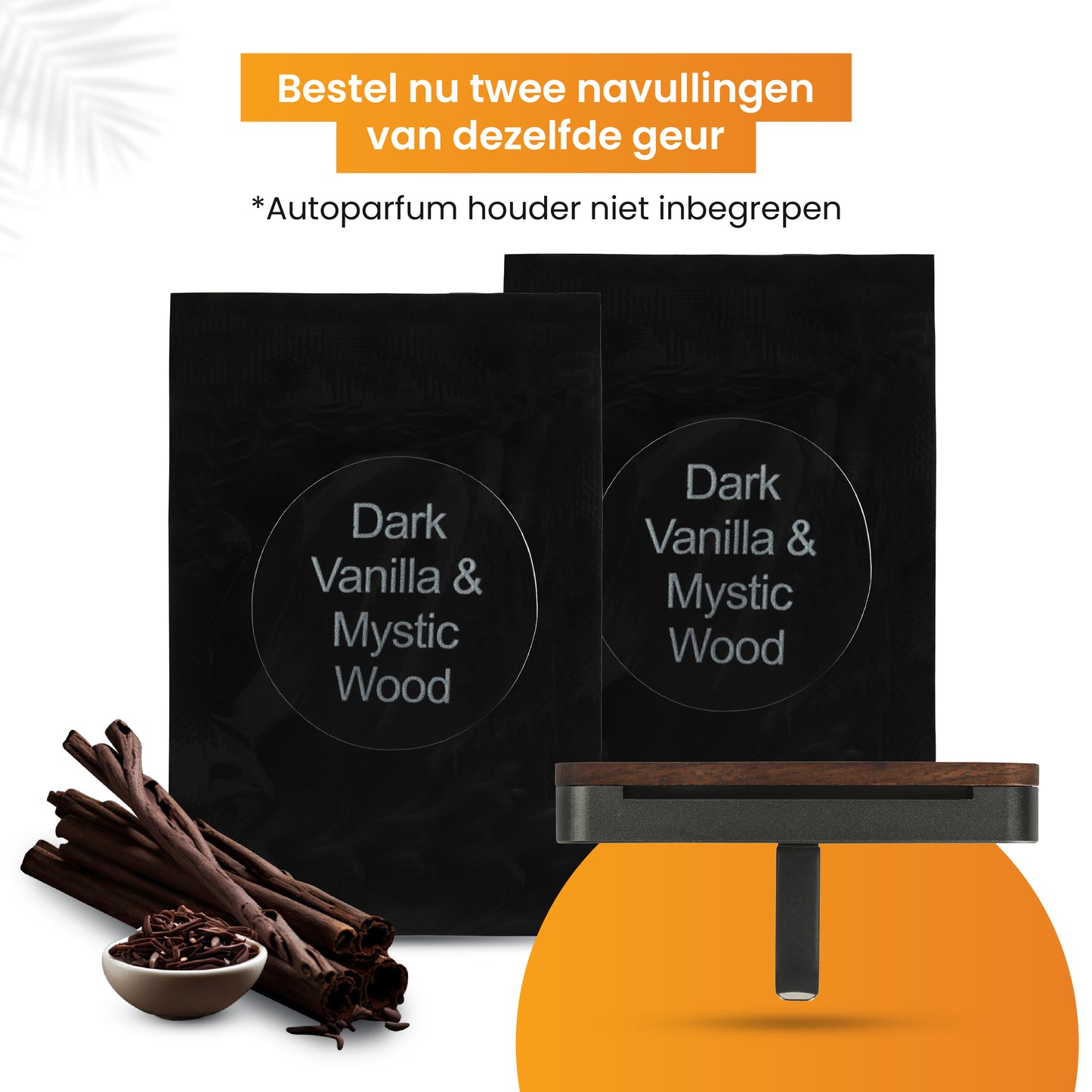 R2B Autoparfum Navulling - Donkere Vanille & Mystiek Hout - 2 stuks
