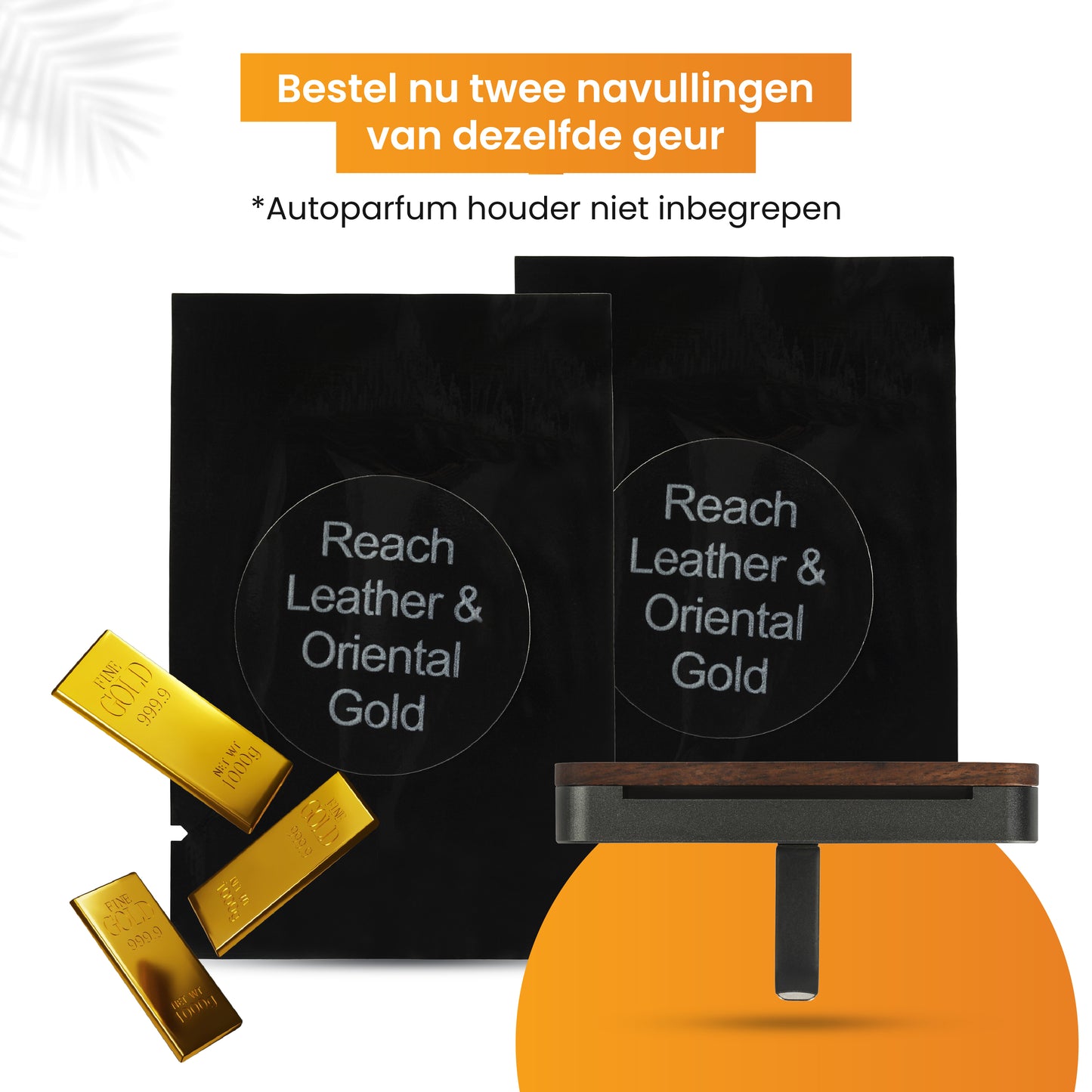 R2B Autoparfum Navulling - Rijk Leer & Oosters Goud - 2 stuks