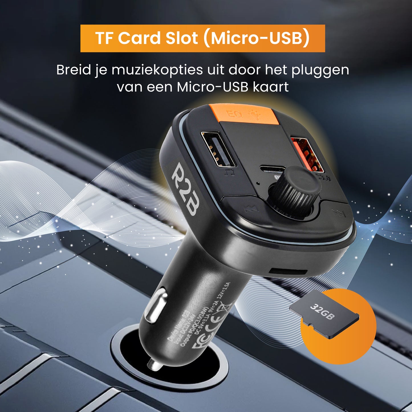 R2B Bluetooth Transmitter Receiver Auto - Autolader - Carkit - Bluetooth Ontvanger Auto