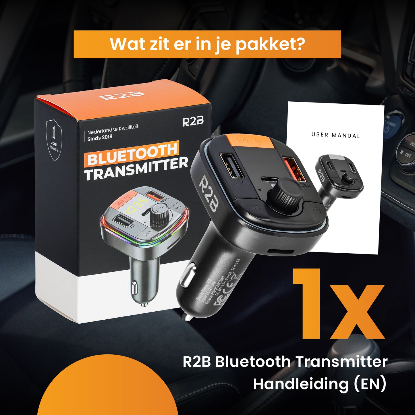 R2B Bluetooth Transmitter Receiver Auto - Autolader - Carkit - Bluetooth Ontvanger Auto