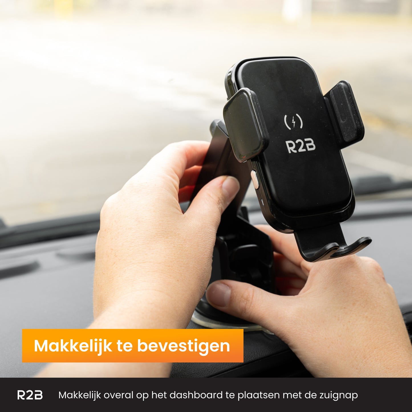 R2B Telefoonhouder auto zuignap met draadloos opladen - Model Alkmaar