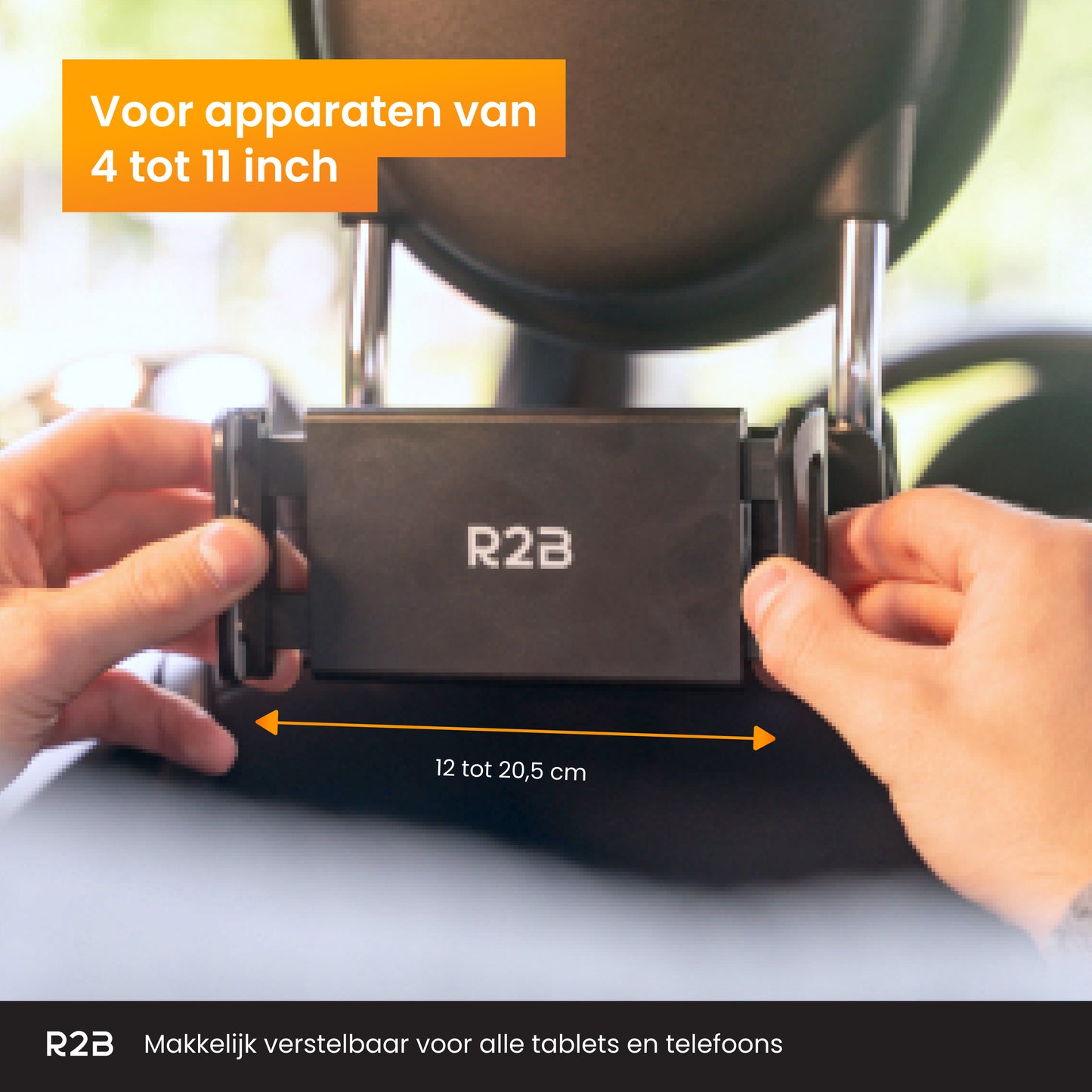 R2B Tablet houder auto hoofdsteun met verstelbare arm - Model Nijmegen