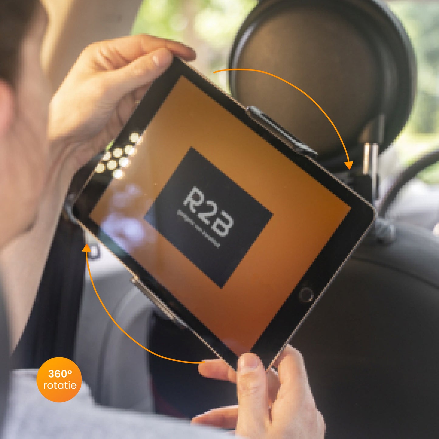 R2B Tablet houder auto hoofdsteun met verstelbare arm - Model Nijmegen