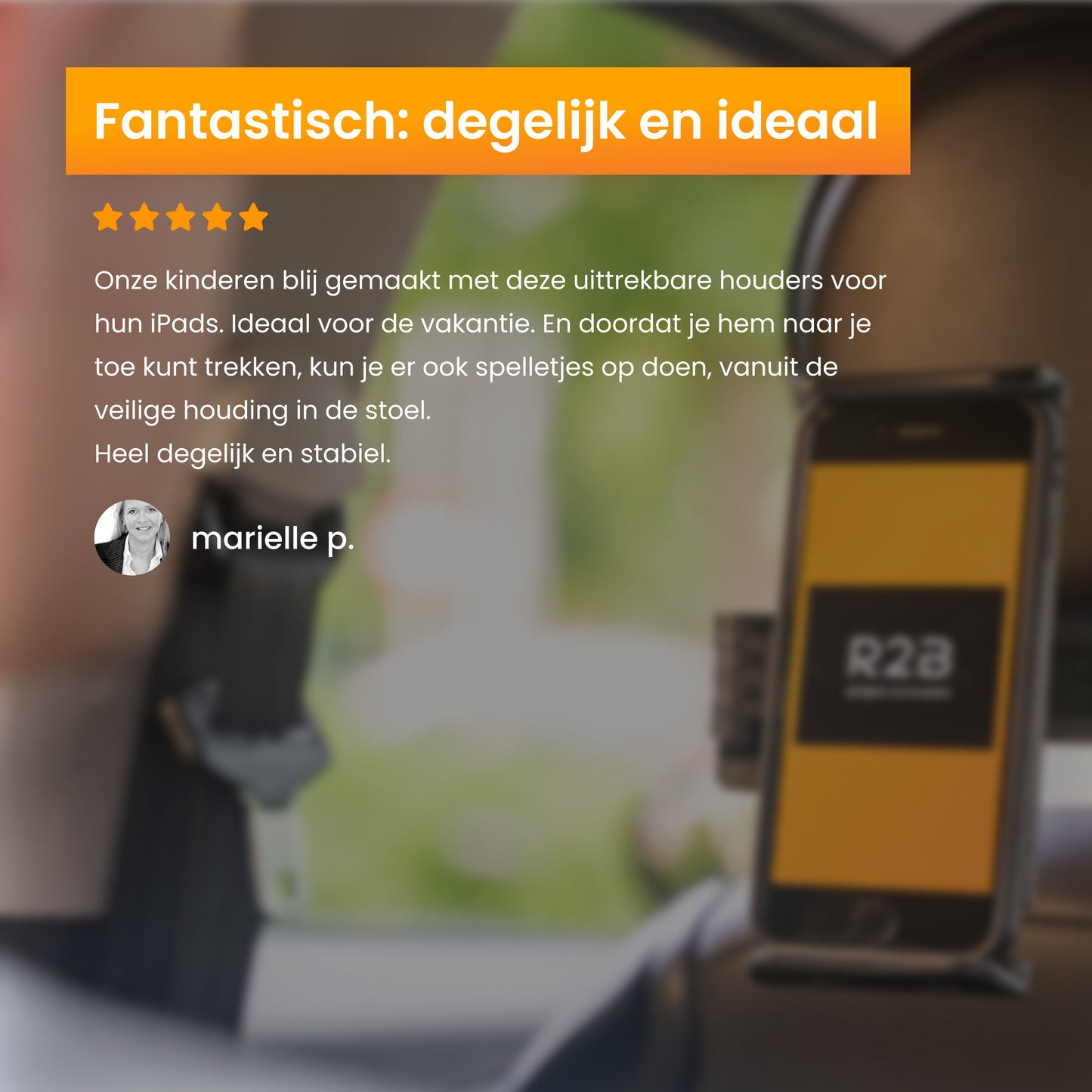 R2B Tablet houder auto hoofdsteun met verstelbare arm - Model Nijmegen