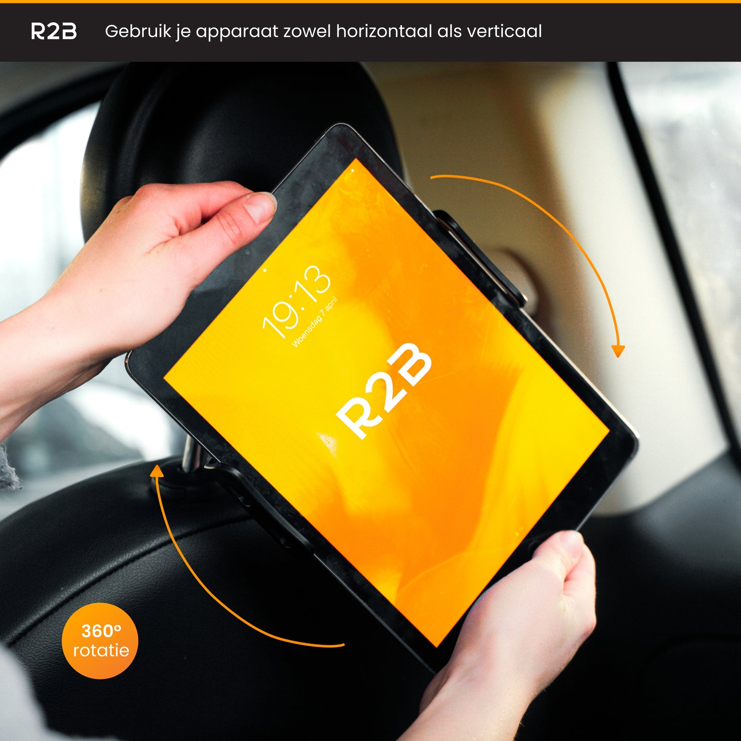 R2B Tablet houder auto hoofdsteun voor tablets/telefoons - Model Apeldoorn