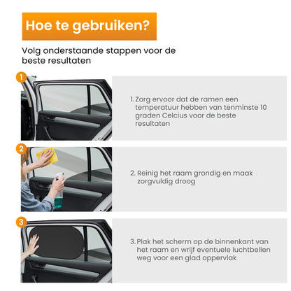 R2B Zonnescherm Auto Zijruit - Universele set van 2 - Zelfklevende Zonwering Auto