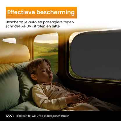 R2B Zonnescherm Auto Zijruit - Universele set van 2 - Zelfklevende Zonwering Auto