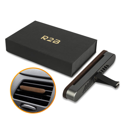 R2B Autoparfum met houder inclusief 2 Navullingen - Walnoothout - Grijs