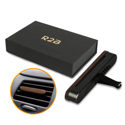 R2B Autoparfum met houder inclusief 2 Navullingen - Walnoothout - Zwart