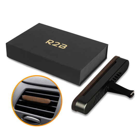 R2B Autoparfum met houder inclusief 2 Navullingen - Walnoothout - Zwart