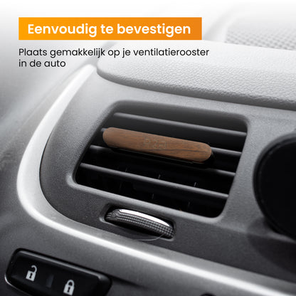 R2B Autoparfum met houder inclusief 2 Navullingen - Walnoothout - Grijs