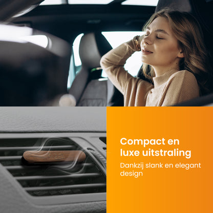 R2B Autoparfum met houder inclusief 2 Navullingen - Walnoothout - Grijs