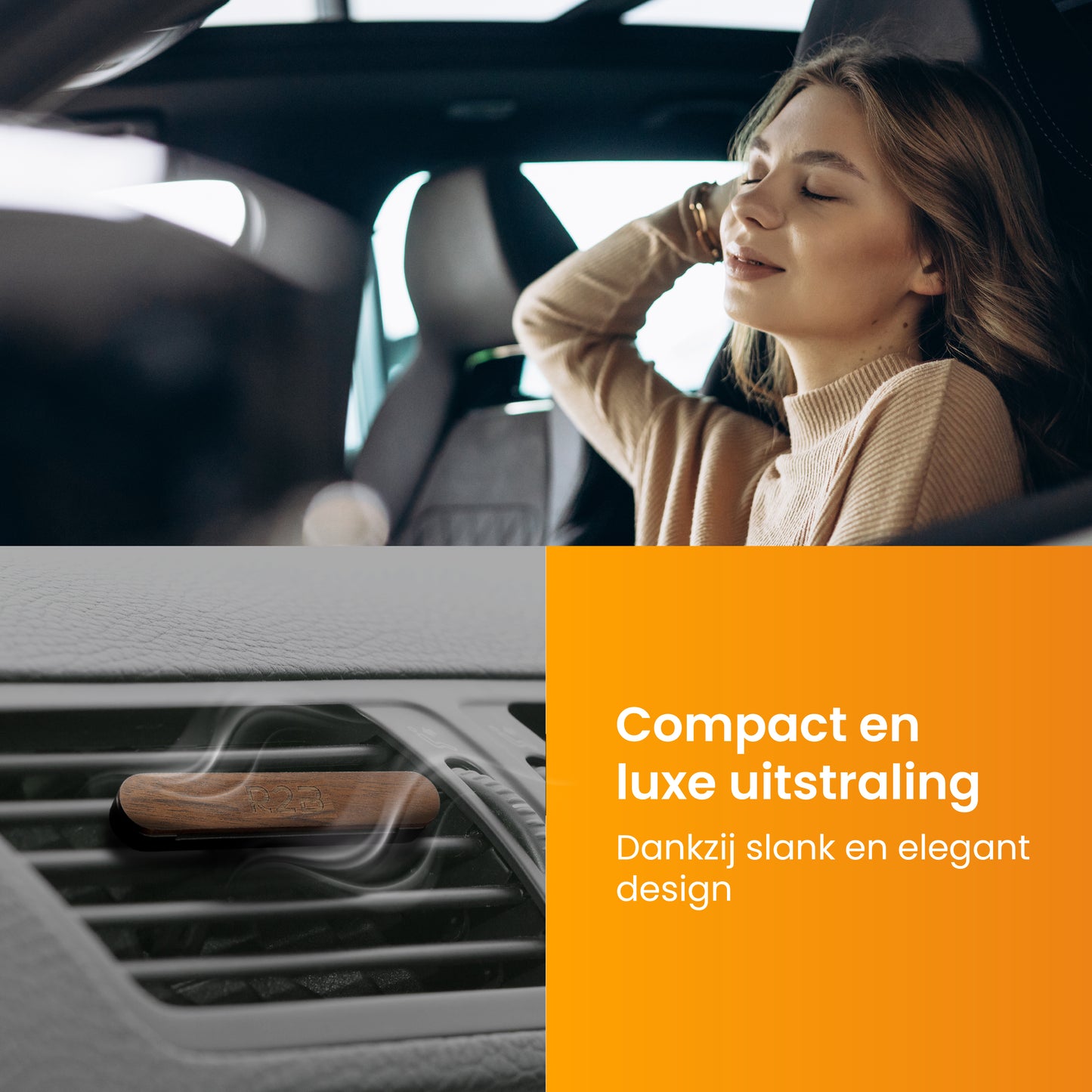 R2B Autoparfum met houder inclusief 2 Navullingen - Walnoothout - Zwart
