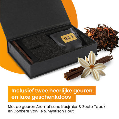 R2B Autoparfum met houder inclusief 2 Navullingen - Walnoothout - Zwart
