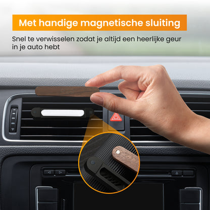 R2B Autoparfum met houder inclusief 2 Navullingen - Walnoothout - Zwart
