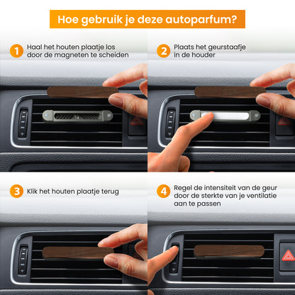 R2B Autoparfum met houder inclusief 2 Navullingen - Walnoothout - Grijs