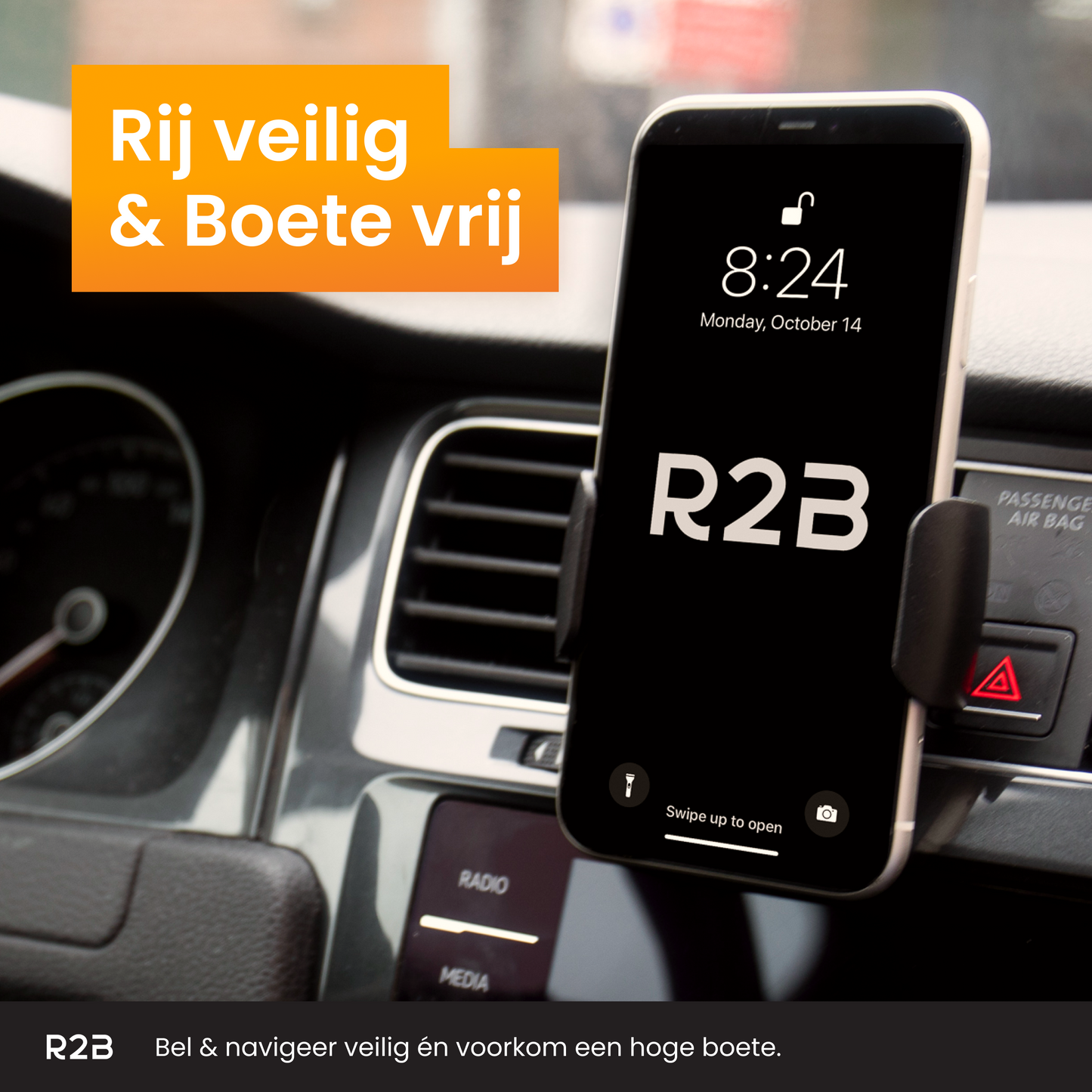 R2B Telefoonhouder auto voor ventilatierooster - Model Amsterdam