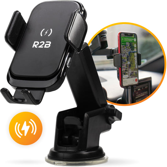R2B Telefoonhouder auto zuignap met draadloos opladen - Model Alkmaar