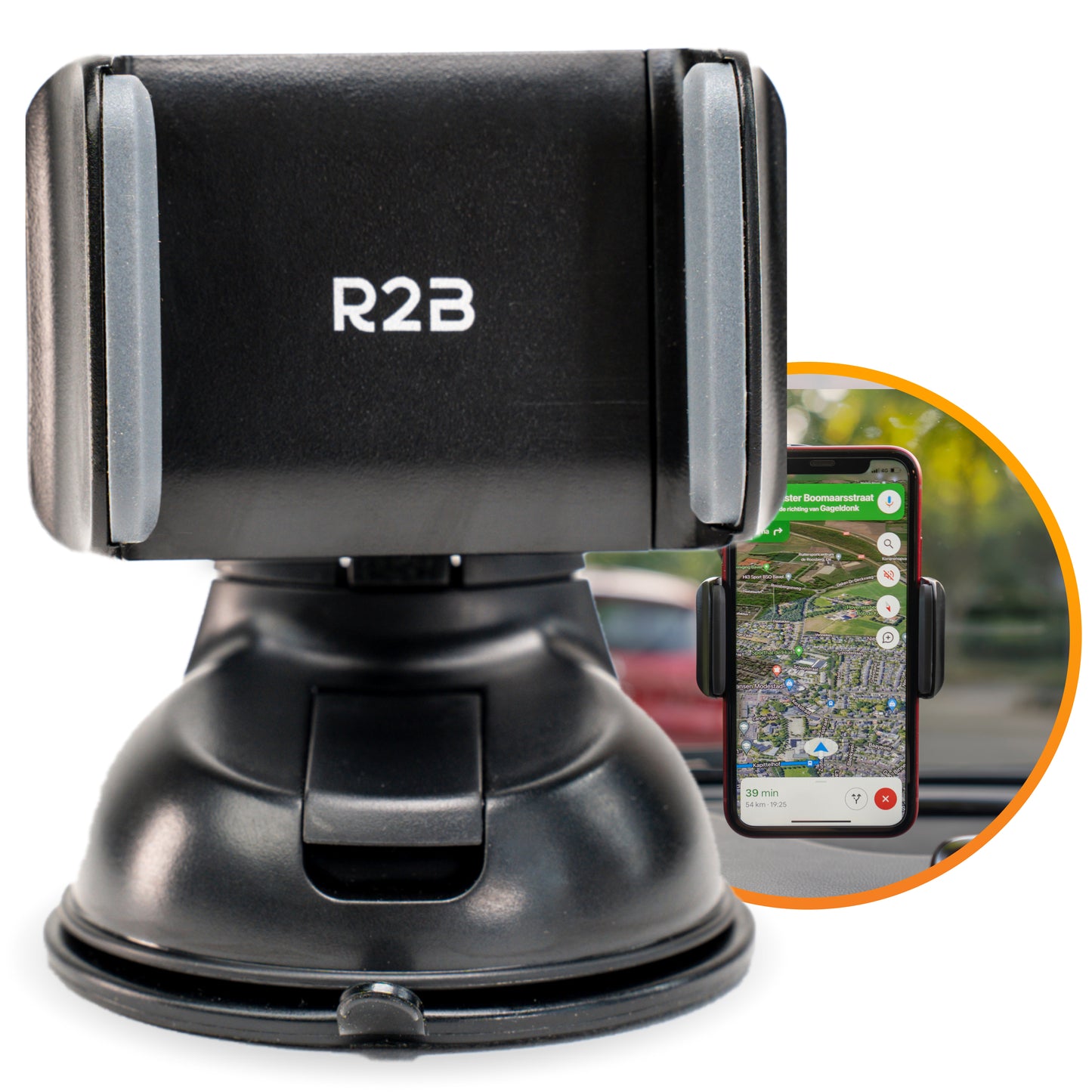 R2B Telefoonhouder auto met zuignap - Voor raam/dashboard - Model Hoorn