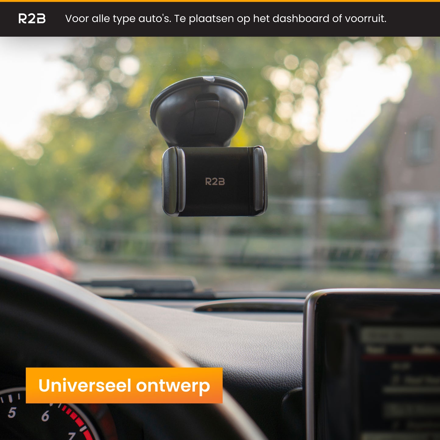 R2B Telefoonhouder auto met zuignap - Voor raam/dashboard - Model Hoorn