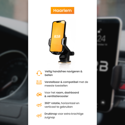 R2B Telefoonhouder auto voor raam/dashboard/ventilatierooster - Model Haarlem