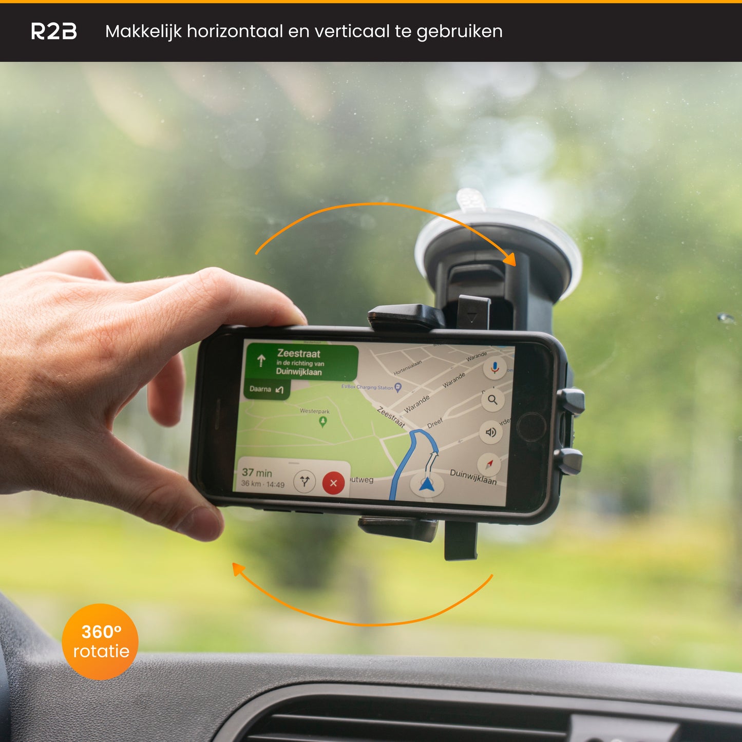 R2B Telefoonhouder auto met zuignap - Voor raam/dashboard - Model Beemster