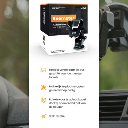 R2B Telefoonhouder auto met zuignap - Voor raam/dashboard - Model Beemster