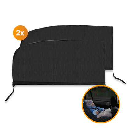 R2B Zonnescherm Auto Zijruit - Universele set van 2 - Met UV Protectie voor Kind & Baby - Extra Donkere Zonwering Auto