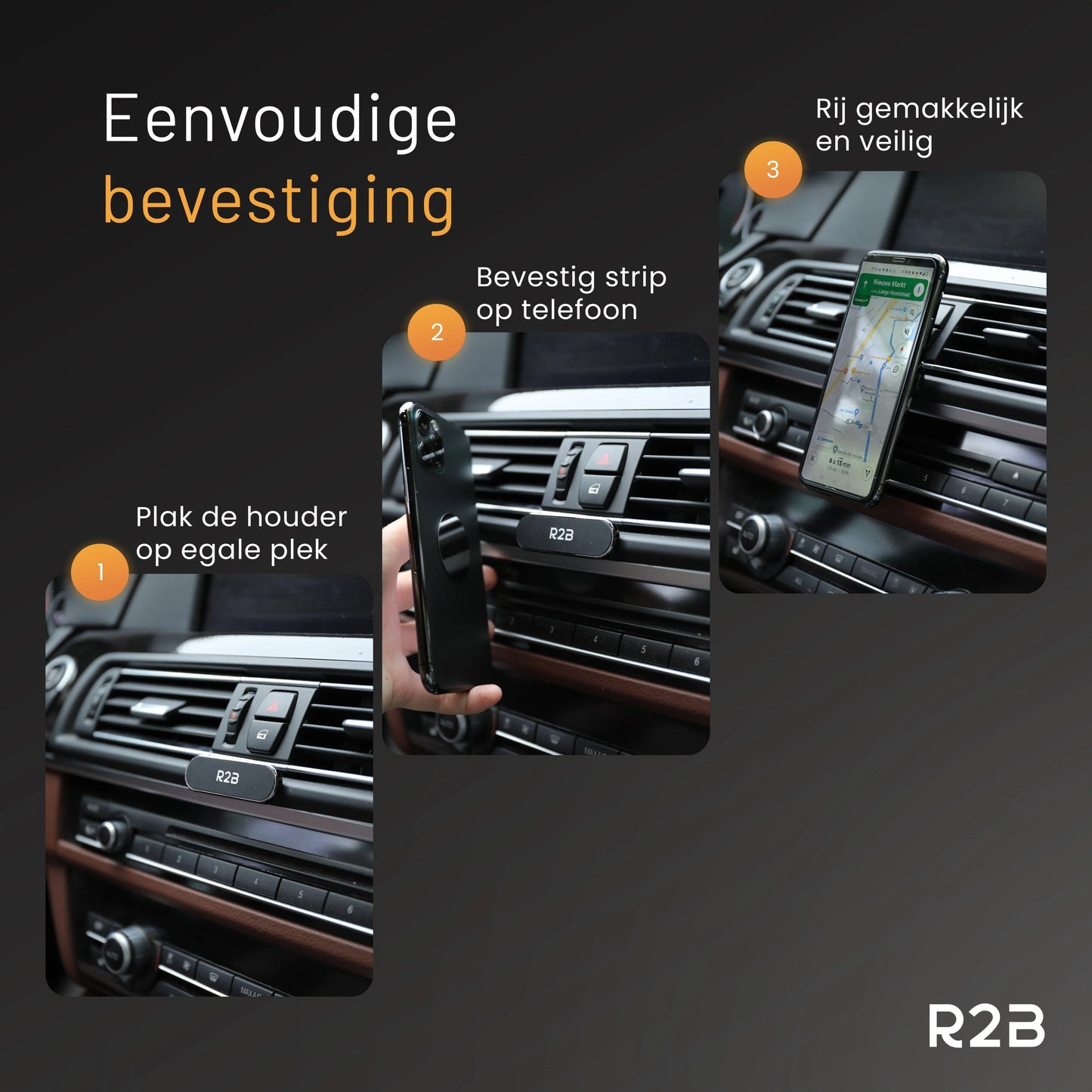 R2B Magnetische telefoonhouder auto - Voor dashboard en console - Model Volendam